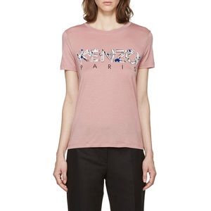 Kenzo Pink Cactus Logo T-Shirt Small Designer Graphic Spellout Tee